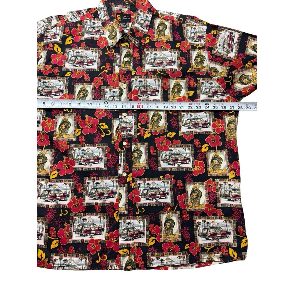 Vintage USC Trojans Mens Shirt 2XL Red Hawaiian Tropical Button Down Camp NCAA - Picture 5 of 6
